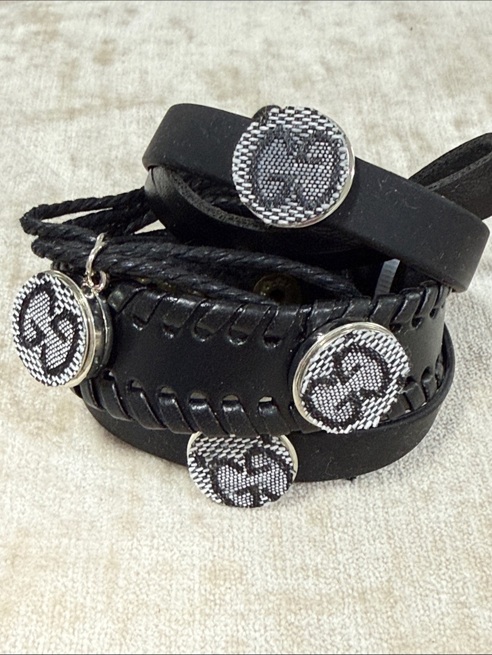 Gucci upcycled black bracelet set
